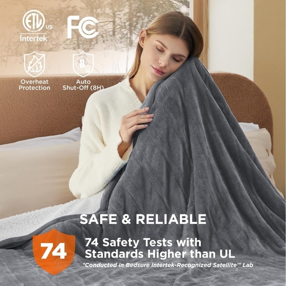 Bedsure Electric Blanket Queen Size - Dual Control (84x90 inches, Grey) - Picture 7 of 8